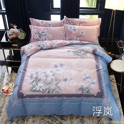 printing pure cotton Manufactor Batch Direct selling Density Big version location soft Cotton Flower Cotton Four piece suit