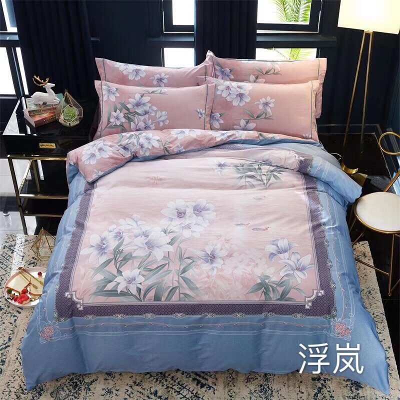 printing pure cotton Manufactor Batch Direct selling Density Big version location soft Cotton Flower Cotton Four piece suit