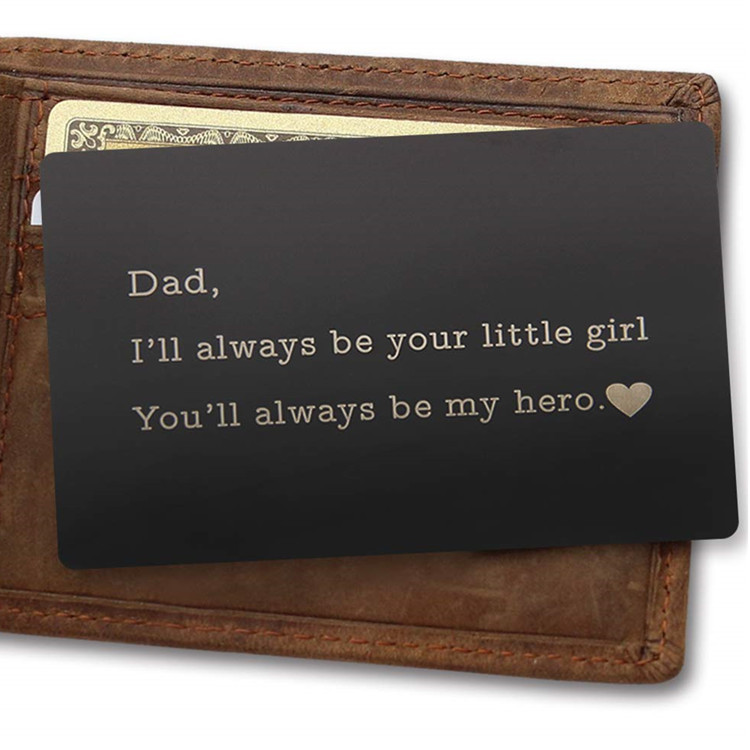 跨境不锈钢钱包夹卡片 金属刻字卡片 Dad  父亲节的礼物 定制批发