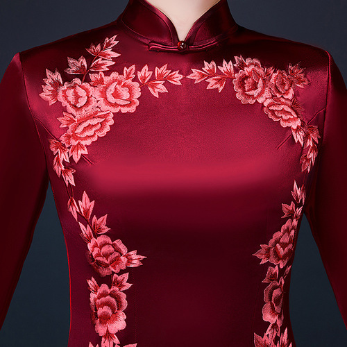 Traditional Chinese Dress Qipao Dresses for Women Season thickened long cheongsam wedding banquet Qipao skirt dress