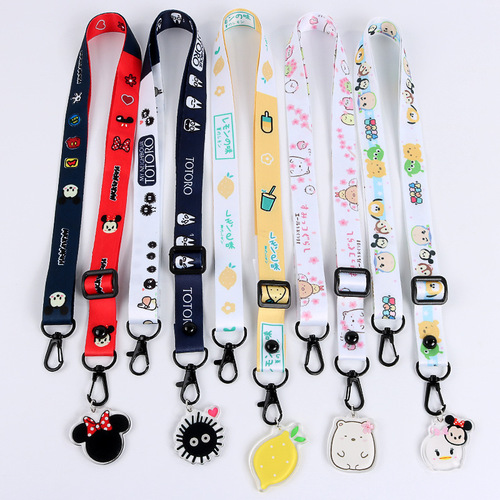 Cartoon adjustable diagonal lanyard diy bag pendant mobile phone case strap versatile fashion heat transfer pendant rope