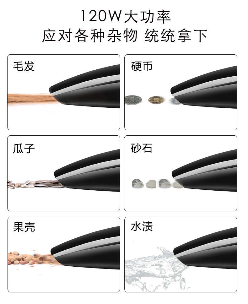 12V wired high-power 120W car vacuum cleaner, powerful dry and wet dual-purpose household car vacuum cleaner detail image 5