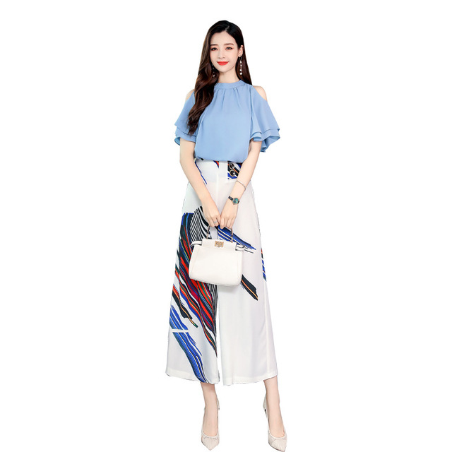 Fashionable Broad-legged Pants Suit New Fashionable Two-piece 