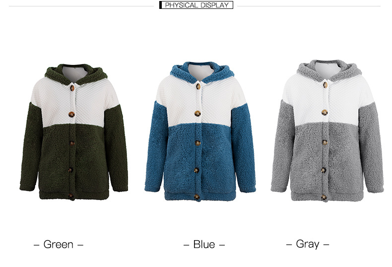 autumn and winter long-sleeved furry stitching hooded top  NSKA2149