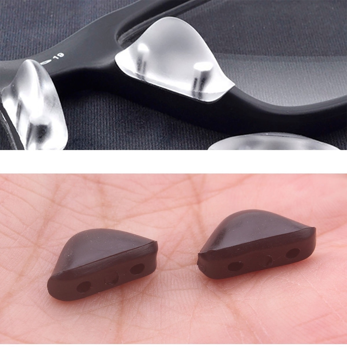 Ouke double hole plug sports glasses nose pad leaf plain lens L silicone card transparent nose pad non-slip comfortable height increasing