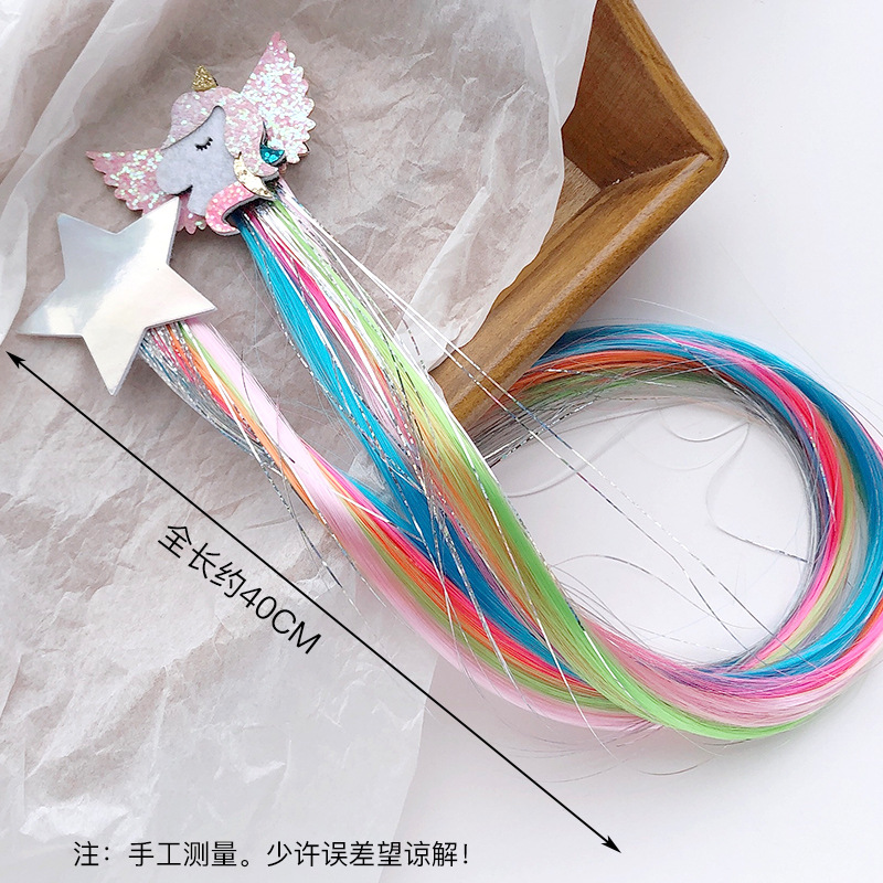 Colorful Wig Braid Unicorn Butterfly Cartoon Hairpin display picture 1