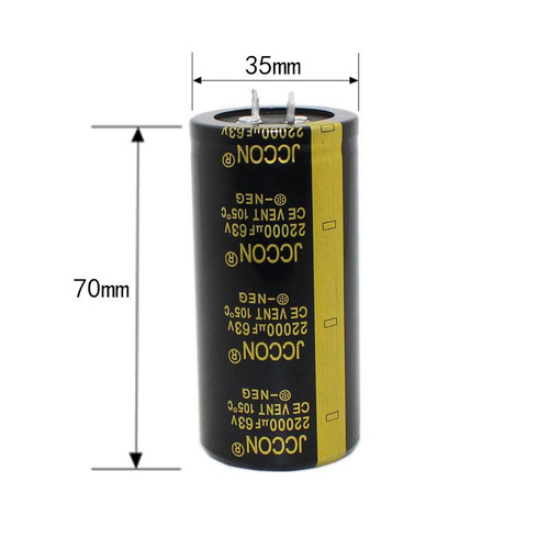Factory direct power supply capacitor 63V 22000uf JCCON black gold audio amplifier wire cutting machine capacitor 35x70