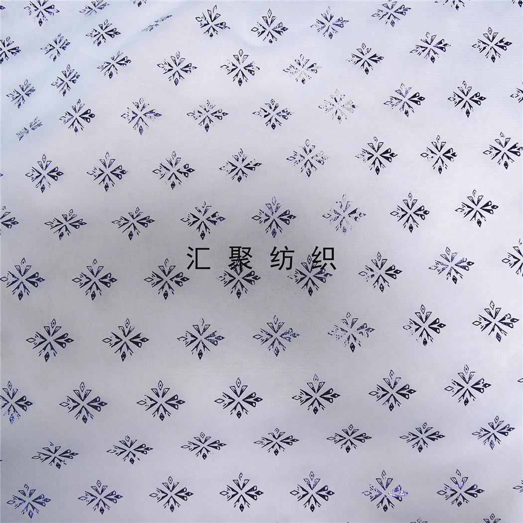 雪花形状烫金花型 烫金面料 涤纶烫金布 烫金加工 装饰布