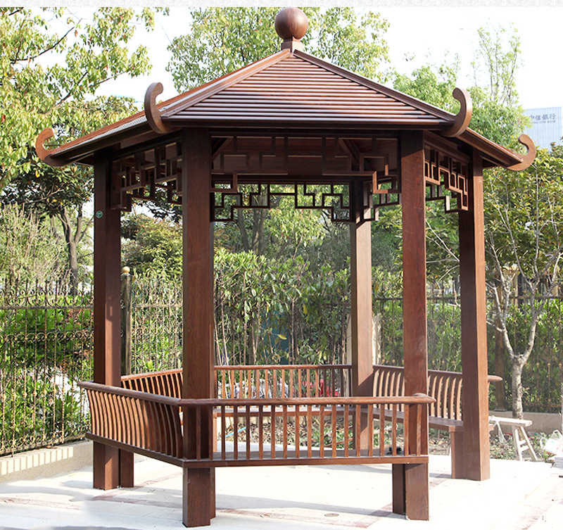 别墅花园庭院六角铝合金钢结构凉亭 户外休闲仿古观景亭古建亭子-阿里巴巴