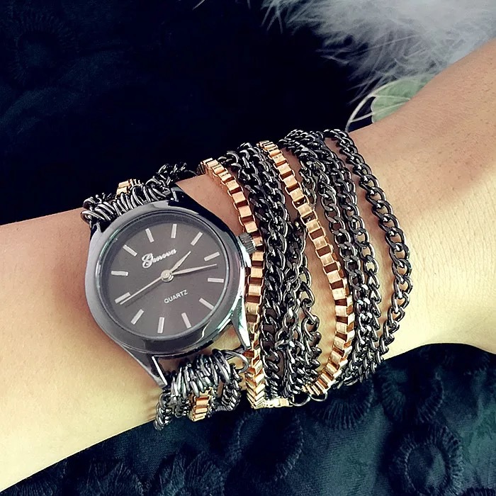 Watch Popular Foreign Trade Long Hand Chain Watch Women's Watch Geneva Chain Watch European And American Style Fashion Watch