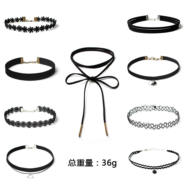 Mode Gothic Lolita Choker Kragen Halskette Set display picture 10