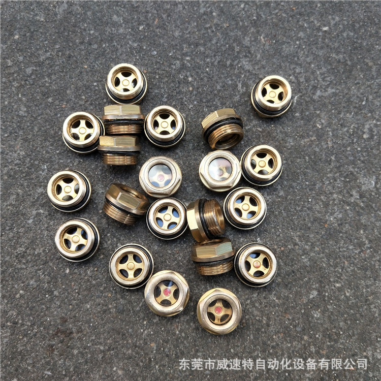 油标M16*1.5铜油标 英制螺纹油标 减速机油标 六角铜油标