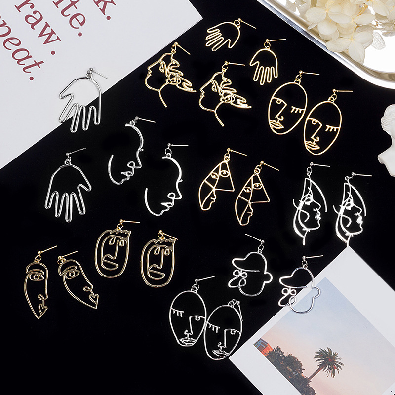 1 Pair Fashion Human Face Metal Plating Women's Drop Earrings display picture 2