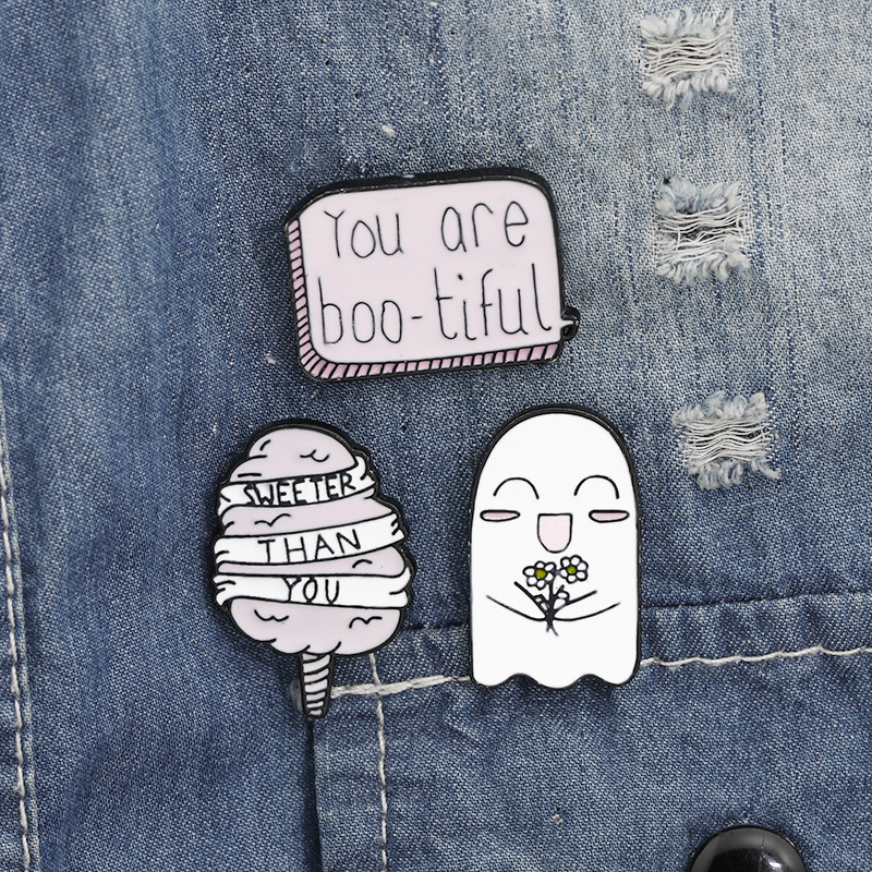 Cartoon Brooch Cute Ghost Ice Cream Brooch Set display picture 1