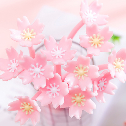 Korean Creative Beautiful Cherry Blossom Gel Pen Small Fresh Cute Flower Pen Student Exam Writing Signature Pen Water Pen