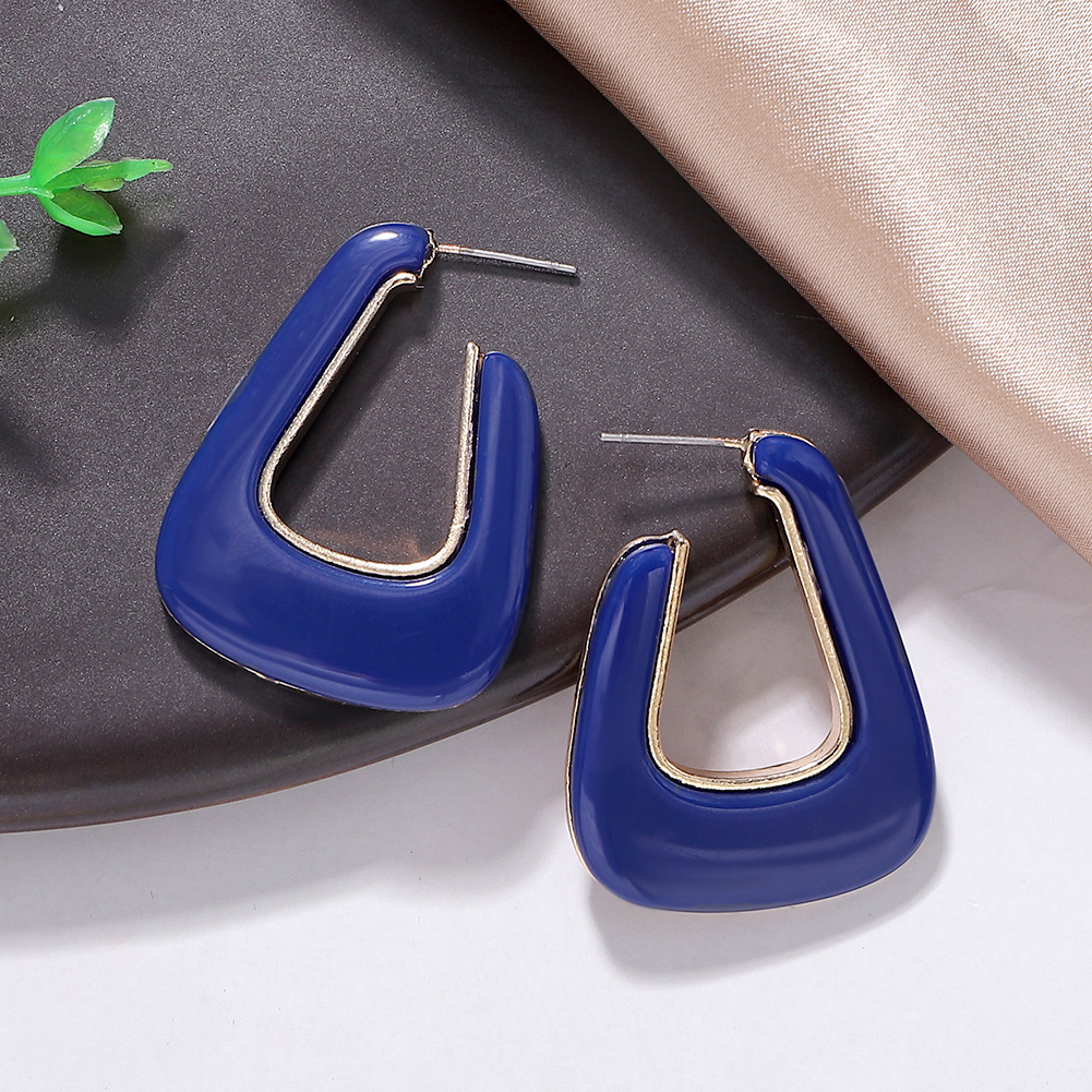 2019 Croix-frontière Vente Chaude Européenne Et Américaine De La Mode Alliage Résine Boucles D'oreilles Minimalisme Personnalité Boucles D'oreilles Jiaqi Ornement En Stock En Gros display picture 6