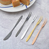 Stainless steel fruit fork titanium golden knife and fork cake dessert dessert knife Mid -autumn moon cake knife fork tableware can be logo