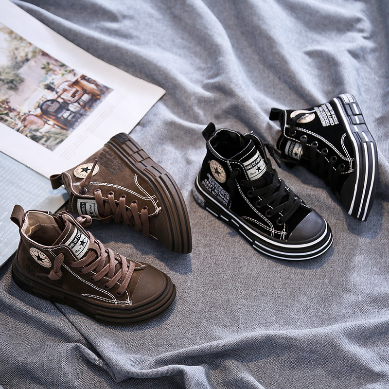 男童高帮鞋潮2019新款加绒中大童休闲儿童高帮板鞋二棉儿童鞋冬季|ms