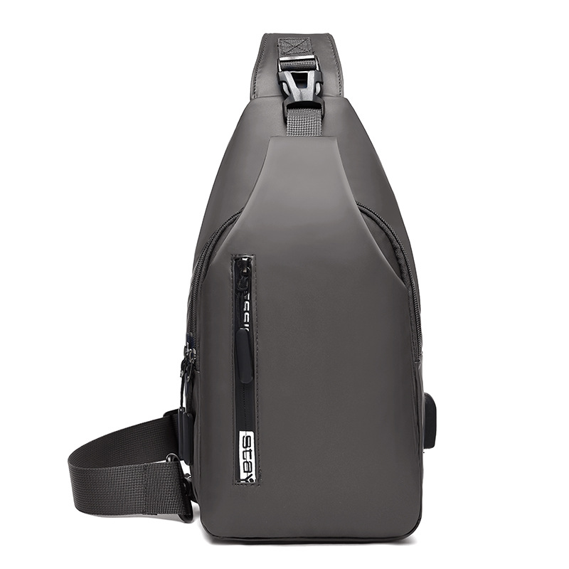 Bolsa de hombro de color sólido para hombres nuevos bolsa de pecho usb bolsa de mensajero de ocio deportivo bolsa de viaje al aire libre bolsa de hombre al por mayor transfronteriza