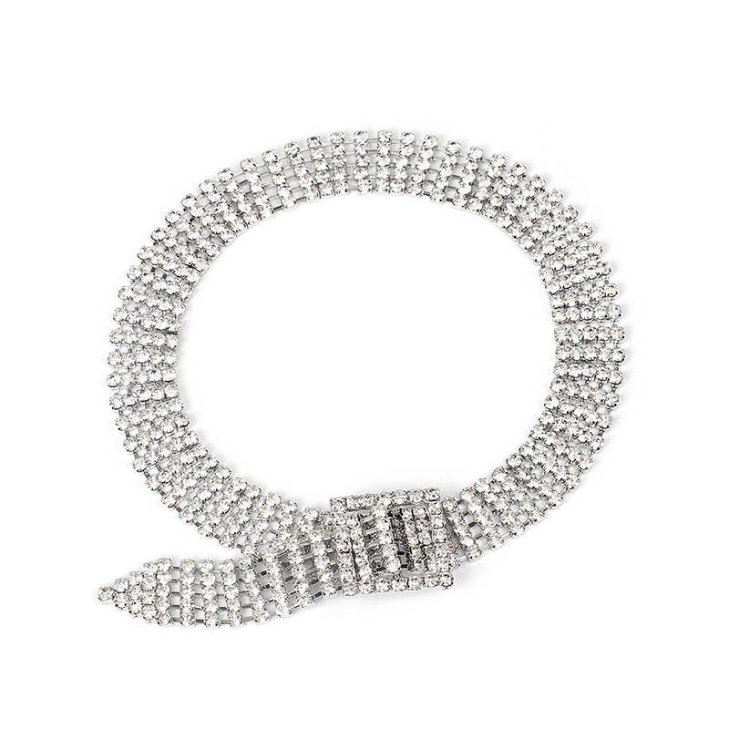 30g Weight Necklace Classification Wedding, Travel Occasion Women'S Gender Gold, Silver Color Korean Hot-selling Short Choker Full Diamond Clavicle Chain Necklace For Women 7