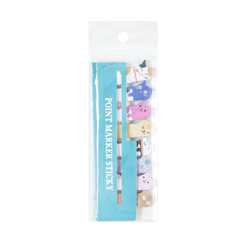 Cute crooked cat, mini cartoon animals sitting in rows, N times stickers, creative sticky notes, sticky notes 12g