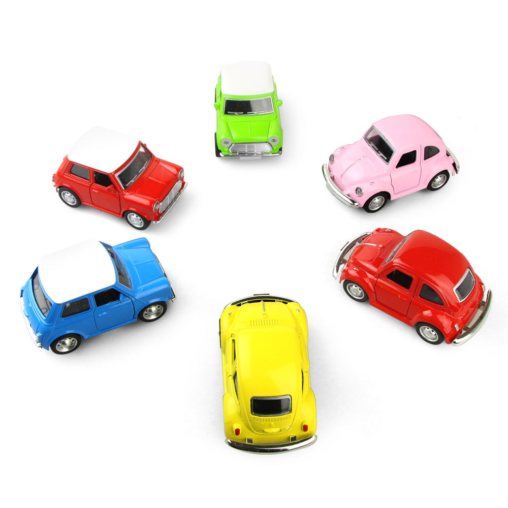 跨境迷你仿真1:36合金车回力老爷车儿童益智回力可开车门玩具车模