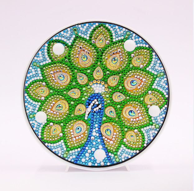 孔雀鑽石畫燈 帶燈鑽石畫 兒童成人禮品DIY鑽石畫燈