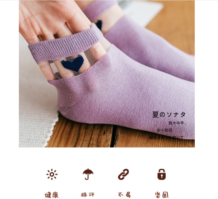 2019 Nouveau Chaussettes Amour Cristal Bateau Chaussettes Femmes Chaussettes Tous-correspondant De Femmes Chaussettes De Printemps Et D'été Transparent Chaussettes display picture 11