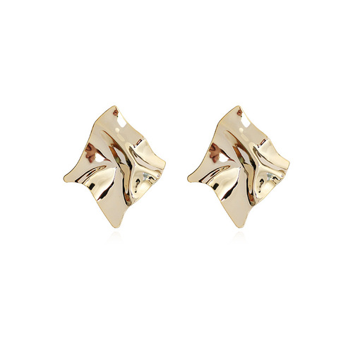 European and American new fashion simple gold-plated pleated earrings personalized exaggerated earrings women's earrings earrings