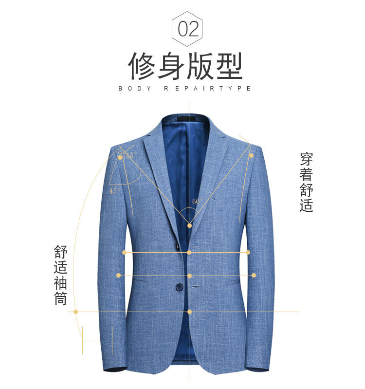 Áo vest nam mỏng nhẹ dáng ôm, phong cách Hàn Quốc, chống nhăn, dài tay — Màu xanh chi tiết 4
