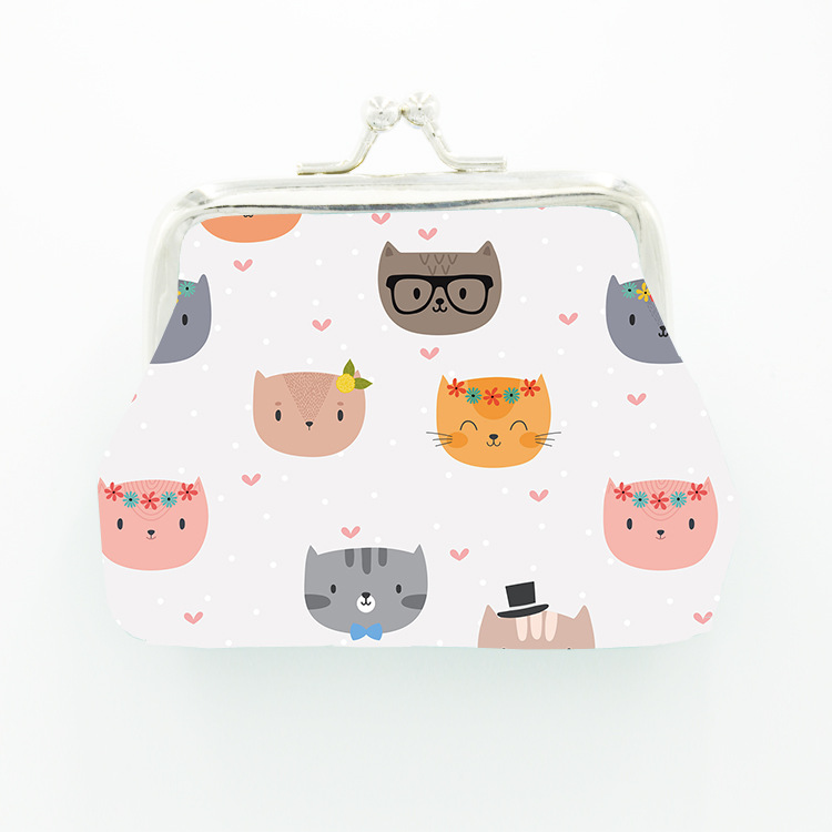 Unisex Cat Pu Leather Clasp Frame Wallets display picture 1
