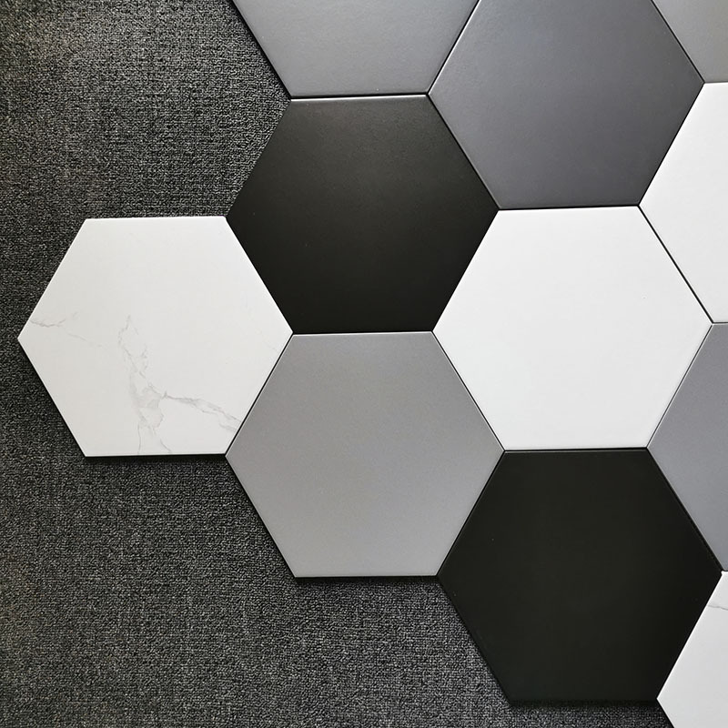 Black and white ash Solid Six angle brick 260*300 Hexagon floor tile Restroom Northern Europe Simplicity style Kitchen ceramic tile