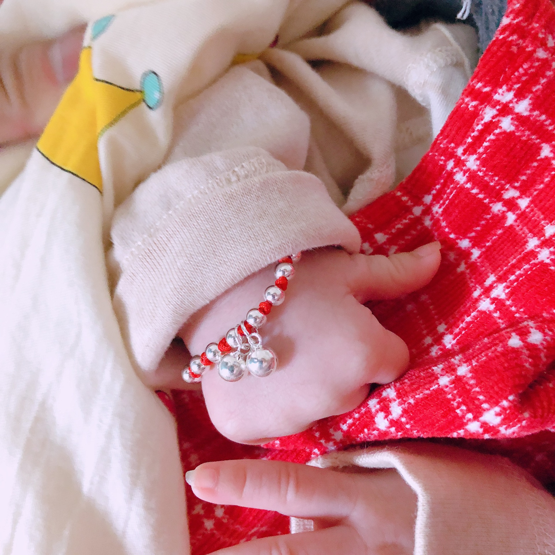 baby Light beads Small bell Red string bracelet Year of fate Newborn baby Hand rope