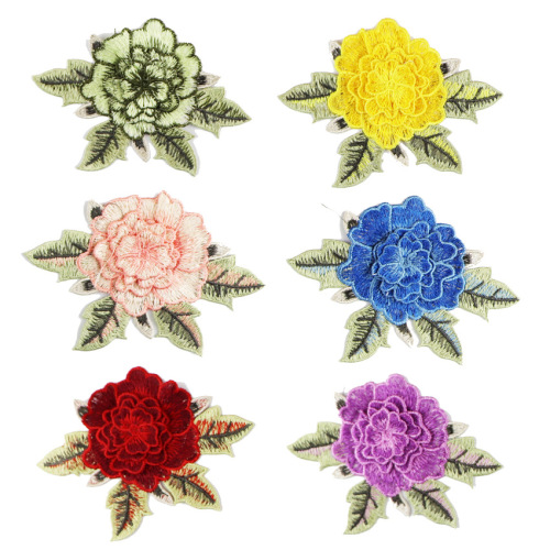 Diy Hand sewing Embroidery embroidery lace flowers cloth sticker computer embroidery peony flower patch water-soluble three-dimensional