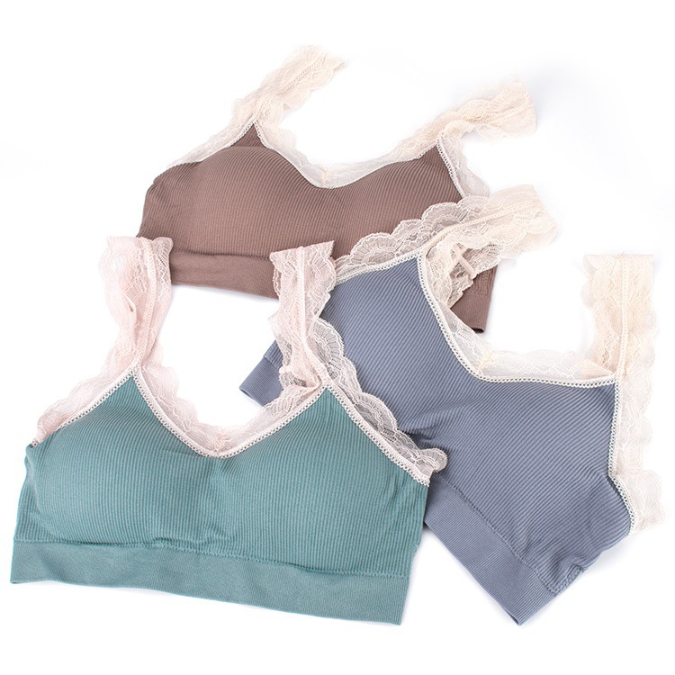 新款蕾丝镂空美背裹胸打底吊带加厚一体胸垫可调肩带少女抹胸|ms