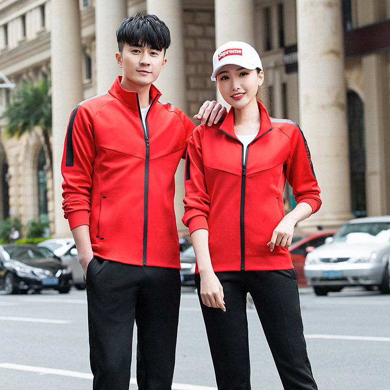 运动服2019春秋季新款情侣运动套装团体训练男女运动服休闲装批发|ms