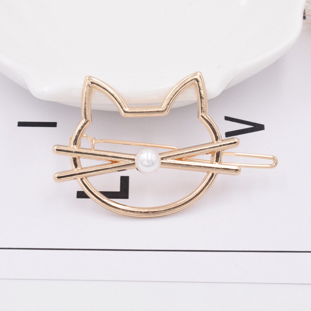 Hot Sale Geometric Metal Hairpin Side Clip Ponytail Triangle Circle Cat Hairpin Wholesale display picture 26