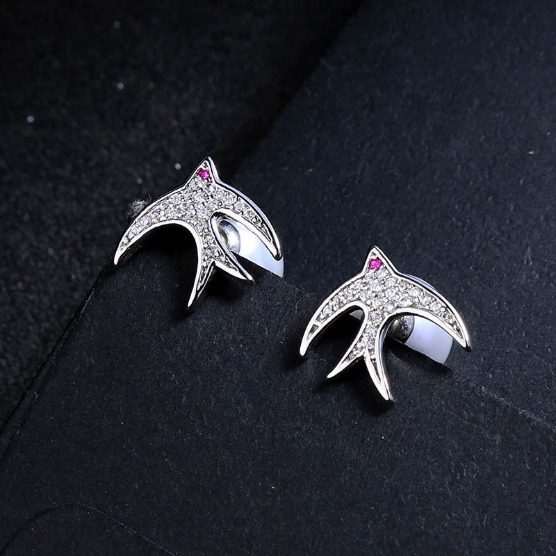 925 Silver Needle Creative Long Small Swallow Pearl Pendant Earrings Female Korean Fashion Ear Line display picture 6