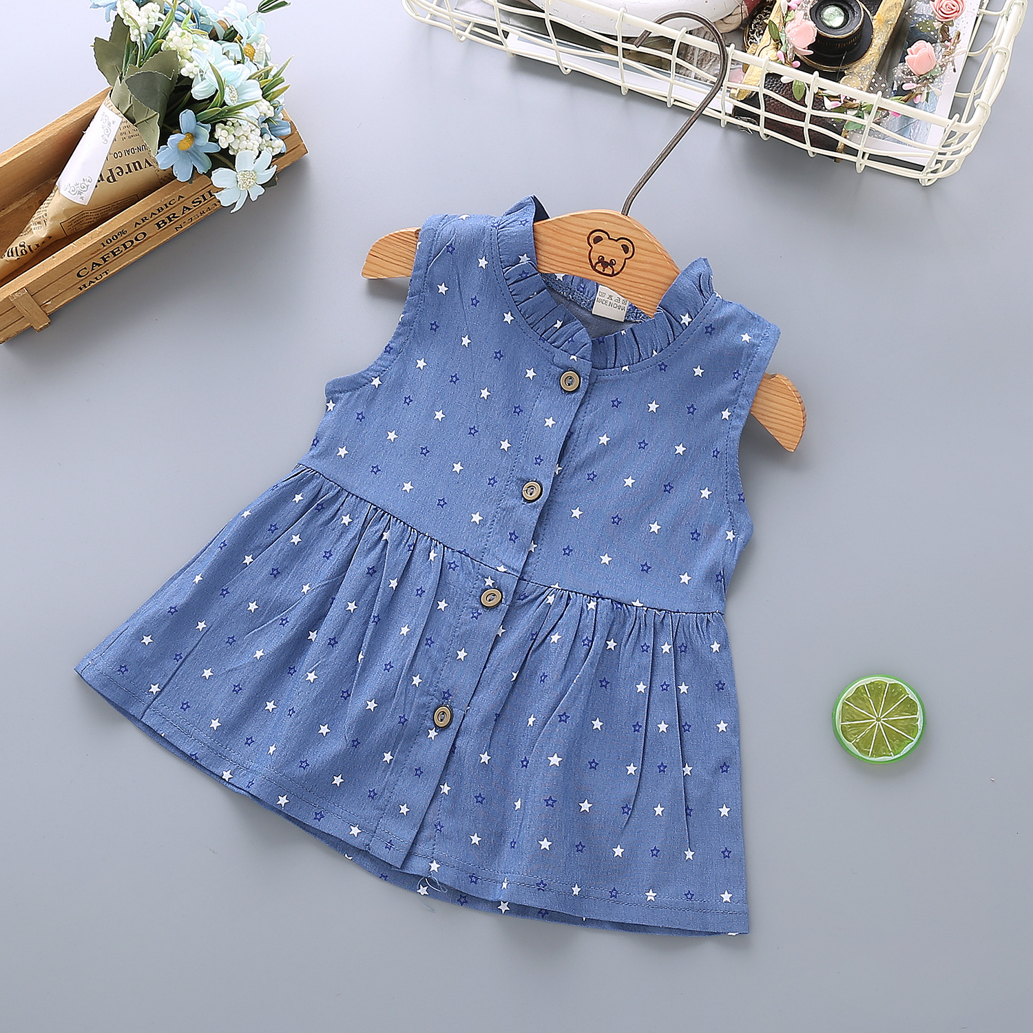 2020 new summer girls denim vest skirt children's clothing thin female baby sleeveless skirt top foreign trade explosion