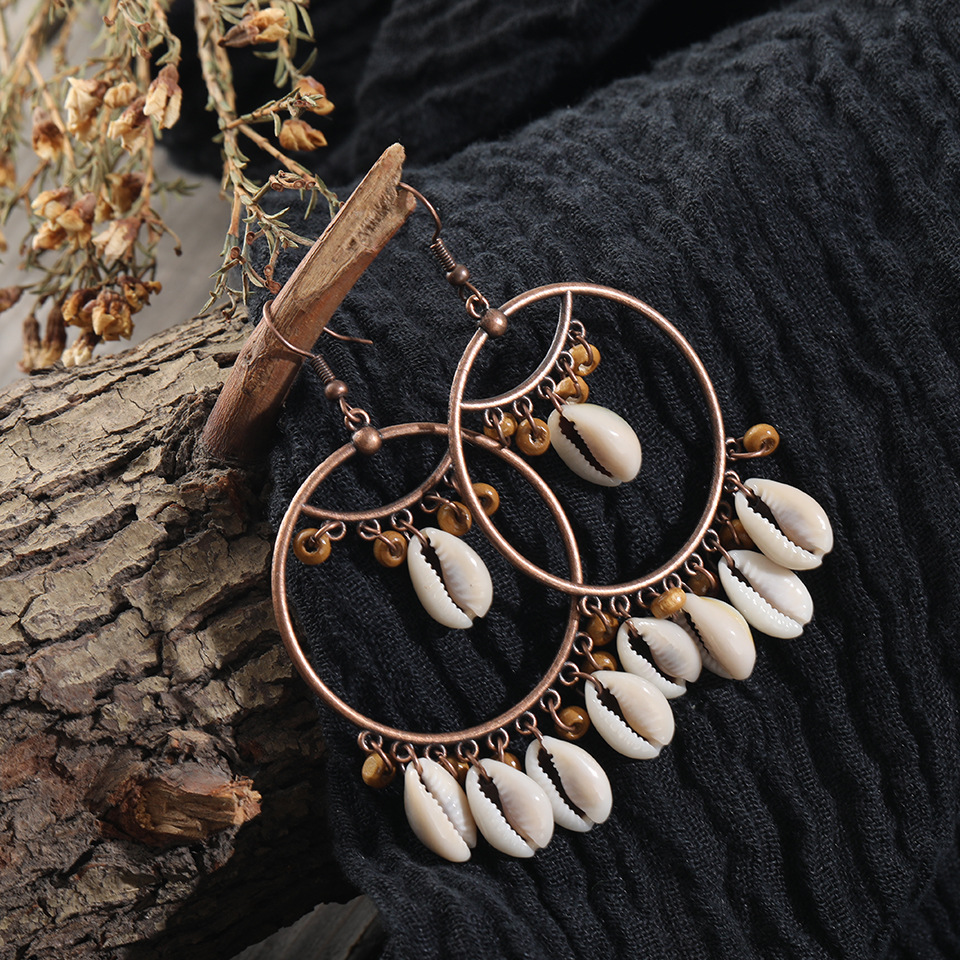 New Creative Natural Shell Alloy Tassel Earrings display picture 9