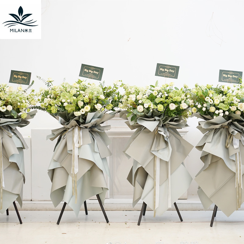 Tarjeta de felicitación afortunada de apertura de estilo coreano Tarjeta de bendición de cesta de flores tarjeta de felicitación de mensaje en auge comercial de fuente dorada