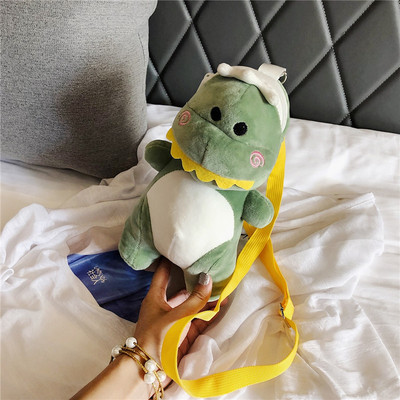 Plush Bag Girl 2019 Autumn and winter new pattern Korean Edition Versatile Western style lovely Cartoon dinosaur One shoulder Messenger Chest pack