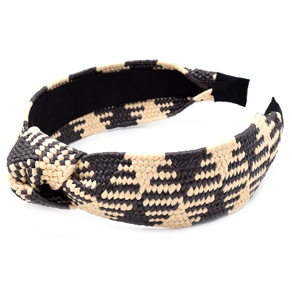 New Raffia Woven Fabric Wide-brimmed Headband Knotted Hair Accessories Wholesale display picture 14