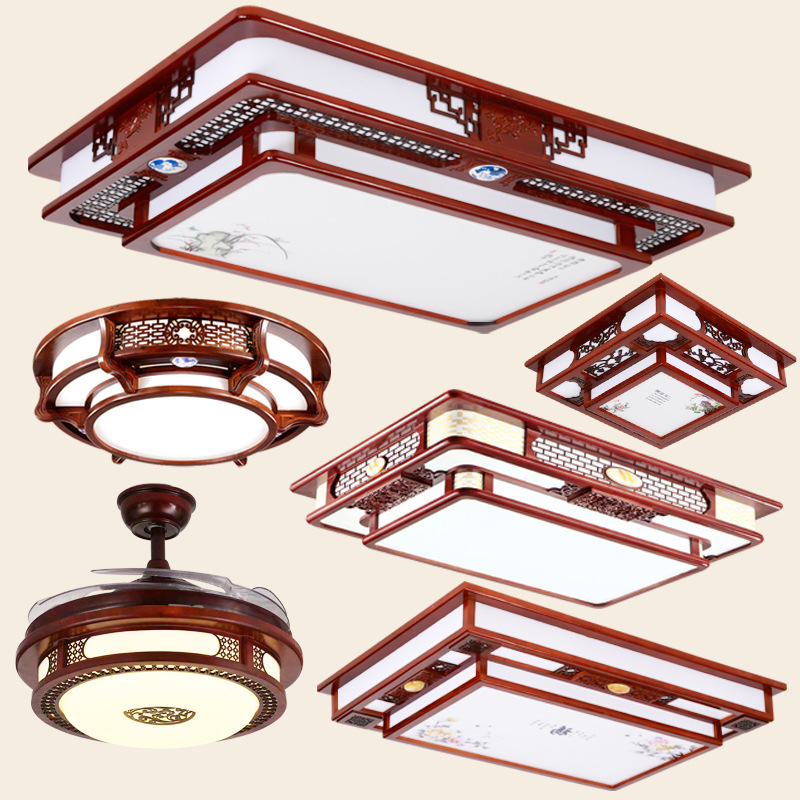 New Chinese style Ceiling lamp Living room lights solid wood Fan light Chinese style lamps and lanterns Package Chinese style Restaurant bedroom Lighting