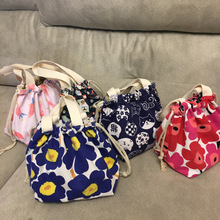 日式和风饭盒袋 可爱便当包 帆布包抽绳手提帆布袋 带饭包 手提袋