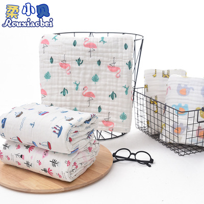 家纺婴儿浴巾新生儿六6层纱布高密泡泡水洗棉童被盖毯印花儿童|ms
