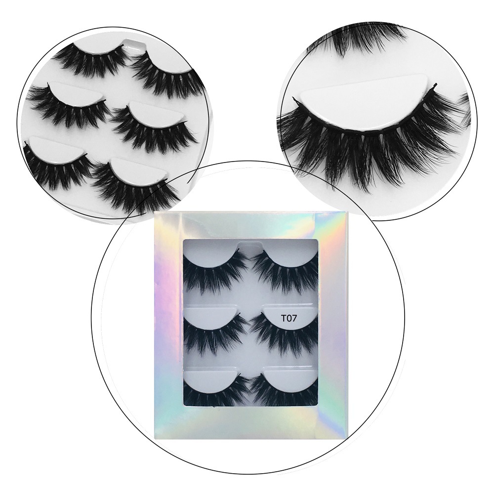 3 Pairs Of Mink Hair Long Thick False Eyelashes display picture 7