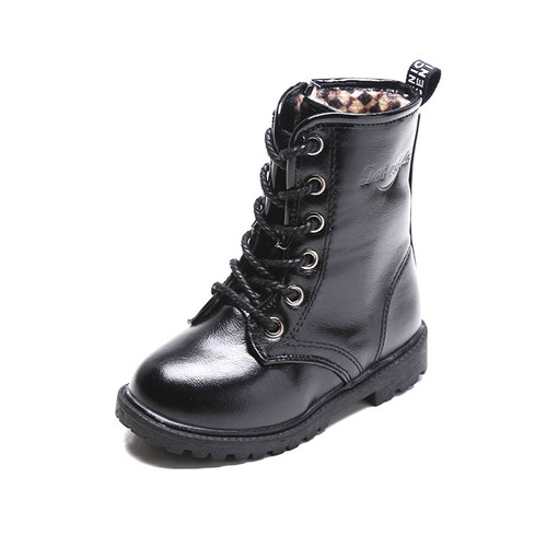 Wholesale leather boots for boys and girls, autumn and winter baby thin cotton Martin boots, children's boots, snow boots, high-top mid-calf boots