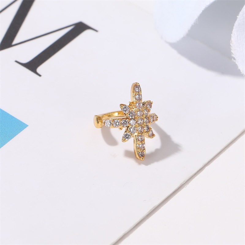 Wholesale Jewelry Fashion Star Copper Artificial Gemstones Plating Earrings display picture 6