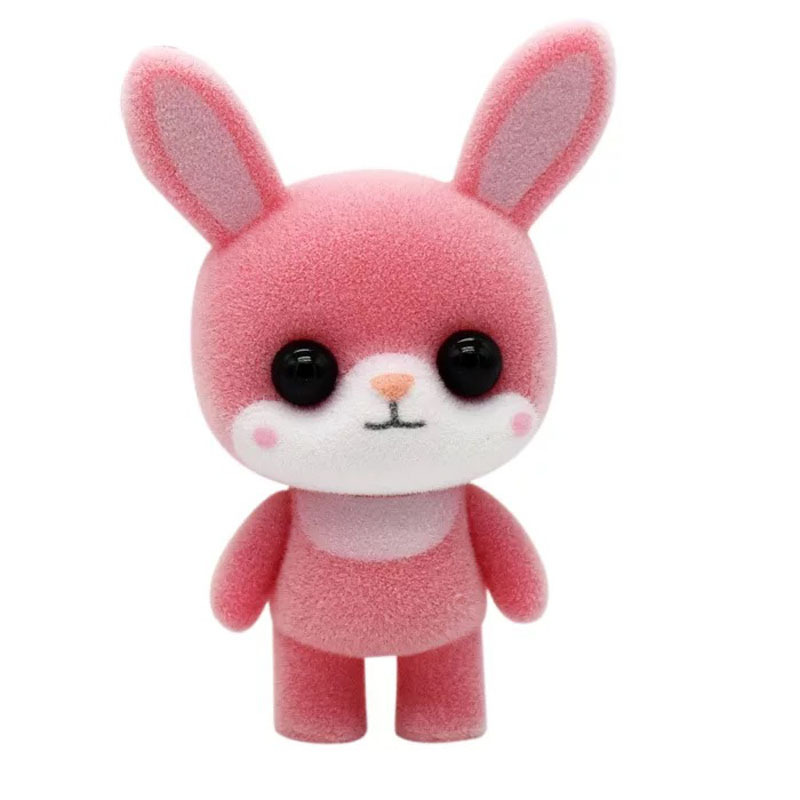 Japonés lindo pequeño animal flocado muñeca de juguete decoración japonés escritorio lindo regalo de la decoración de la joyería